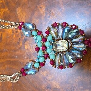 Vintage Gold and Red Statement Necklace